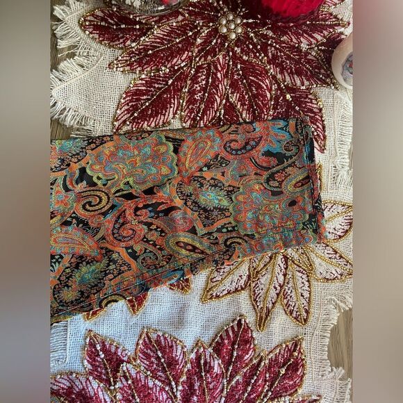 Chico's Jacket Womans Sz M Silk Blend Paisley Multicolor Metallic Button Pocket - Picture 13 of 16